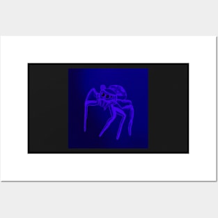 Jumping Spider Drawing V24 (Blue 2) Posters and Art